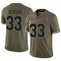 A.Cardinals #33 Trey Benson Player Olive Salute To Service Limited Game STECN Stitched Jerseys
