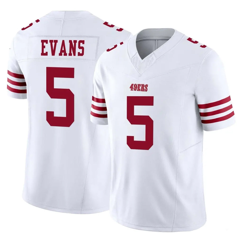 SF.49ers #5 Mike Evans Player White Limited Vapor F.U.S.E. Home Game STECN Stitched Jerseys