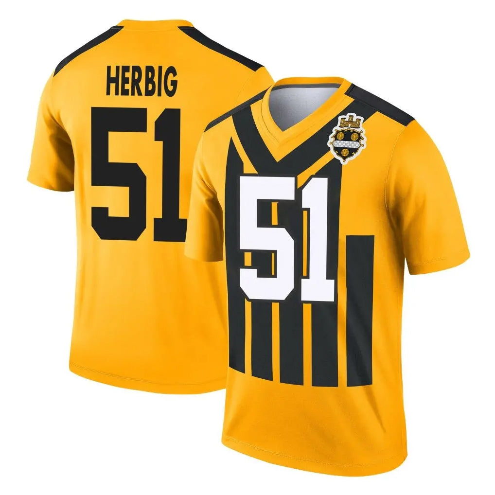 P.Steelers #51 Nick Herbig Player Gold Legend Limited 1933 Throwback Performance Home Game STECN Stitched Jerseys