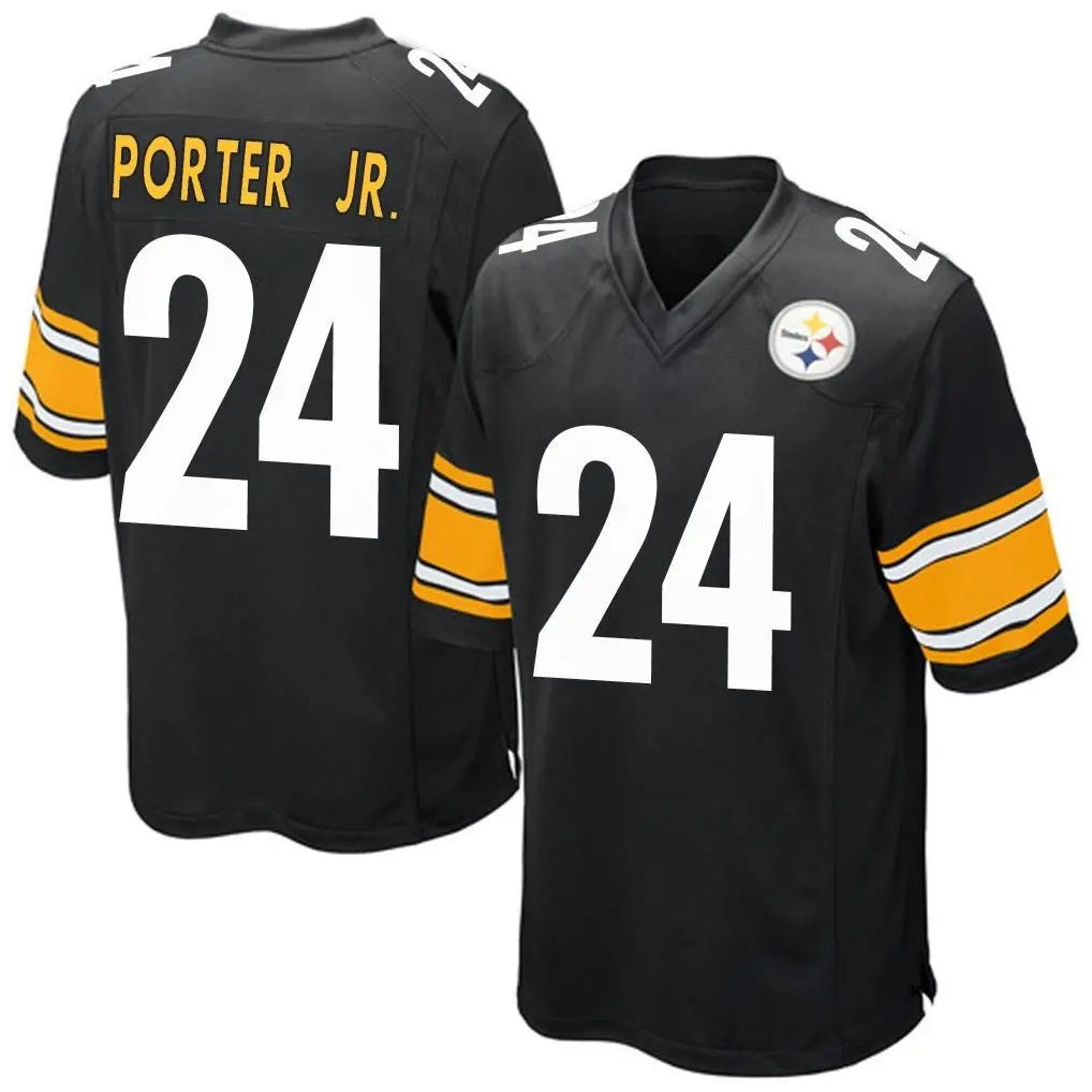 P.Steelers #24 Joey Porter Jr. Player Black Game Home STECN Stitched Jerseys