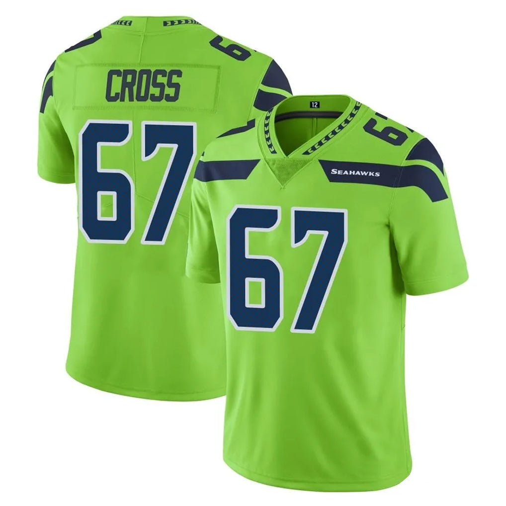 S.Seahawks #67 Charles Cross Player Green Limited Color Rush Home Game STECN Stitched Jerseys