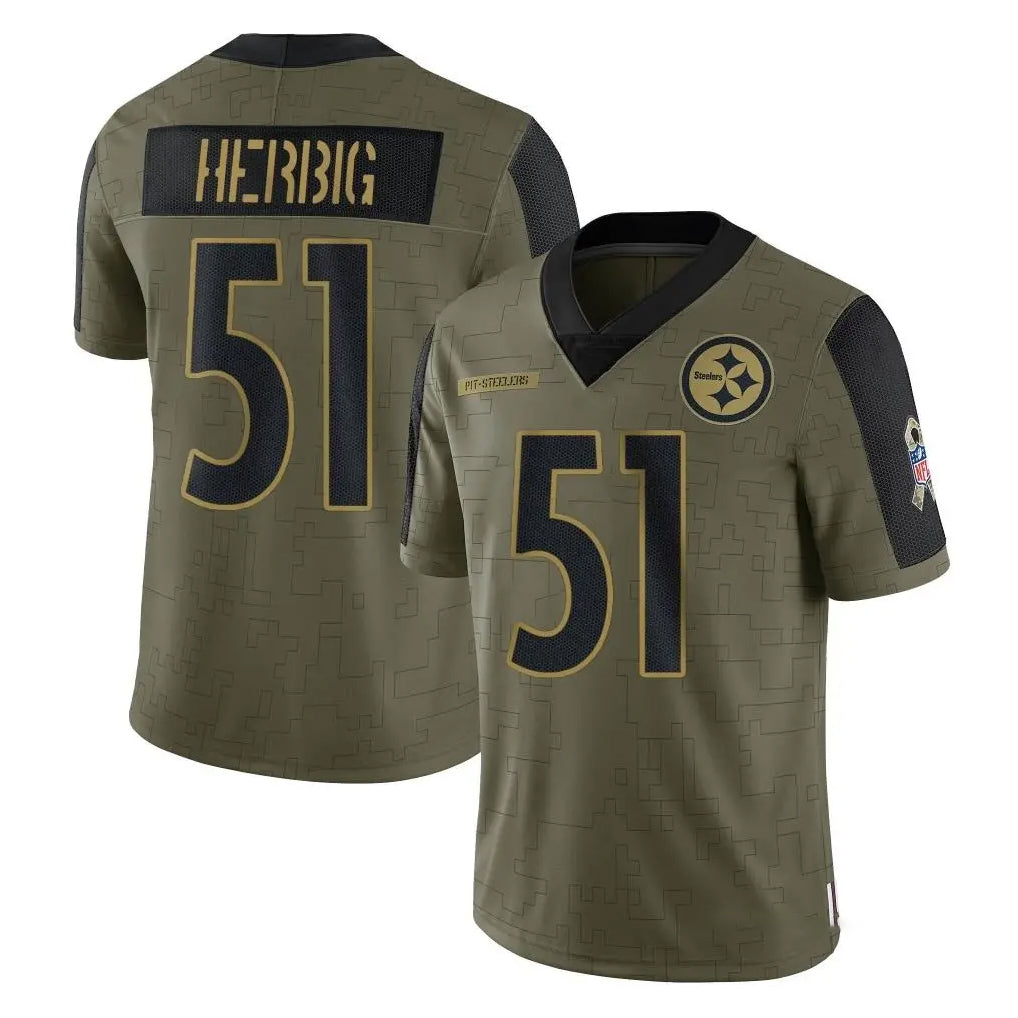 P.Steelers #51 Nick Herbig Player Olive Salute To Service Limited Game STECN Stitched Jerseys