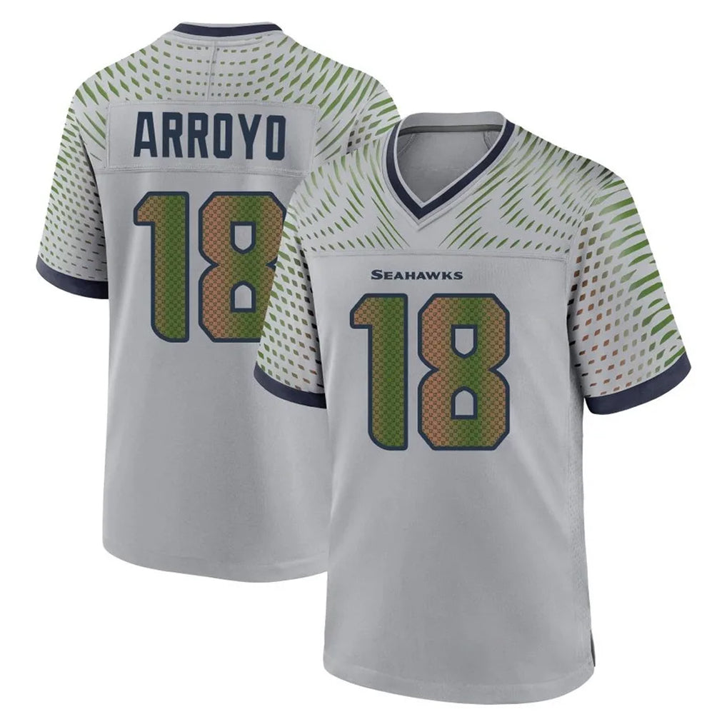 S.Seahawks #18 Elijah Arroyo Player Grey 2025 Rivalries Collection Home Game STECN Stitched Jerseys