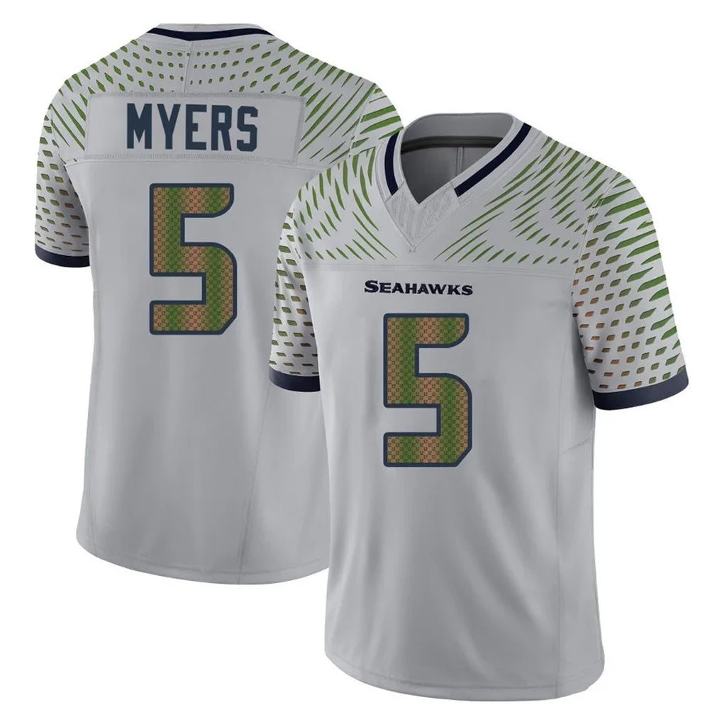 S.Seahawks #5 Jason Myers Player Grey Limited 2025 Rivalries Collection Home Game STECN Stitched Jerseys