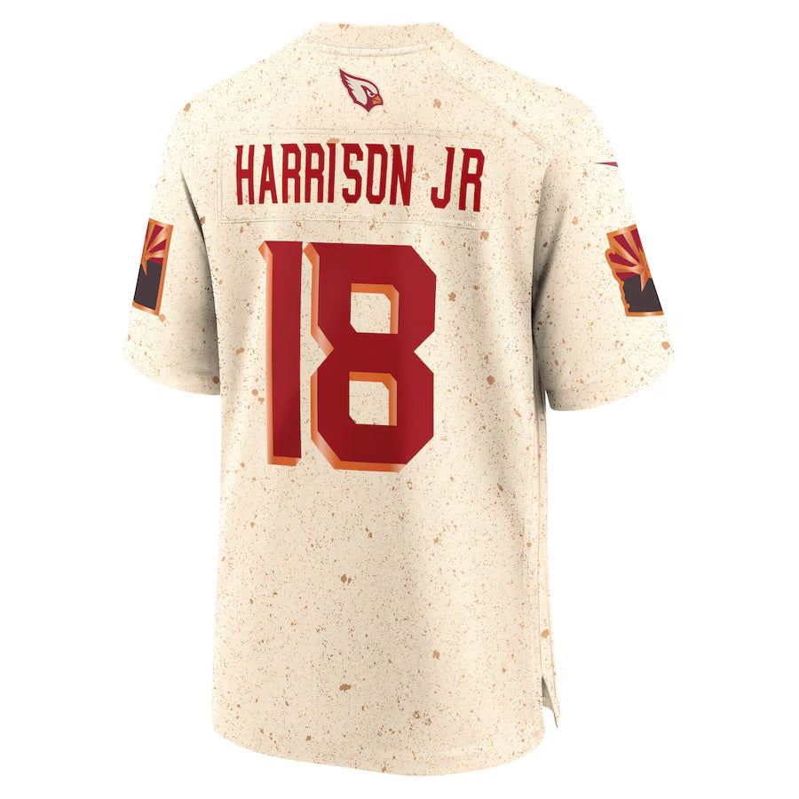 A.Cardinals #18 Marvin Harrison Jr. Player Cream Rivalries Collection Game STECN Stitched Jerseys