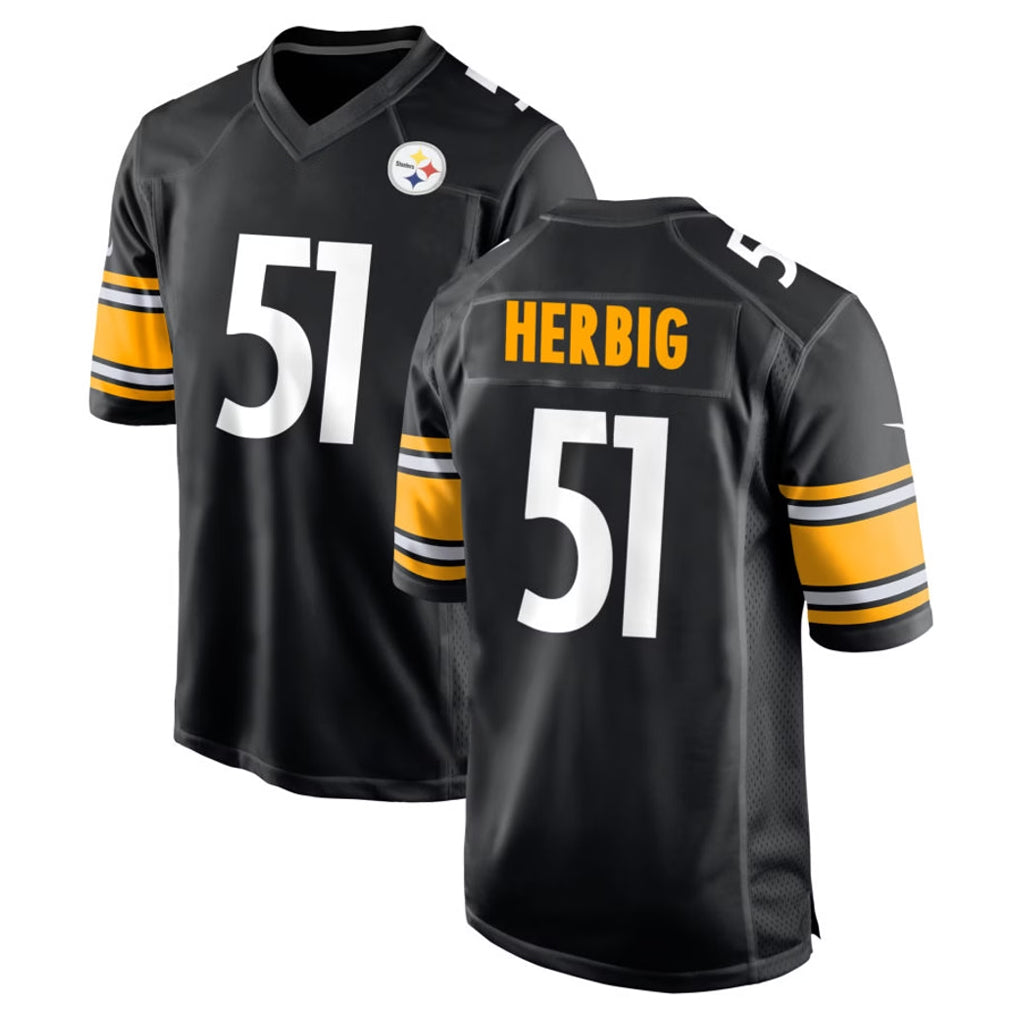 P.Steelers #51 Nick Herbig Player Black Home Game STECN Stitched Jerseys