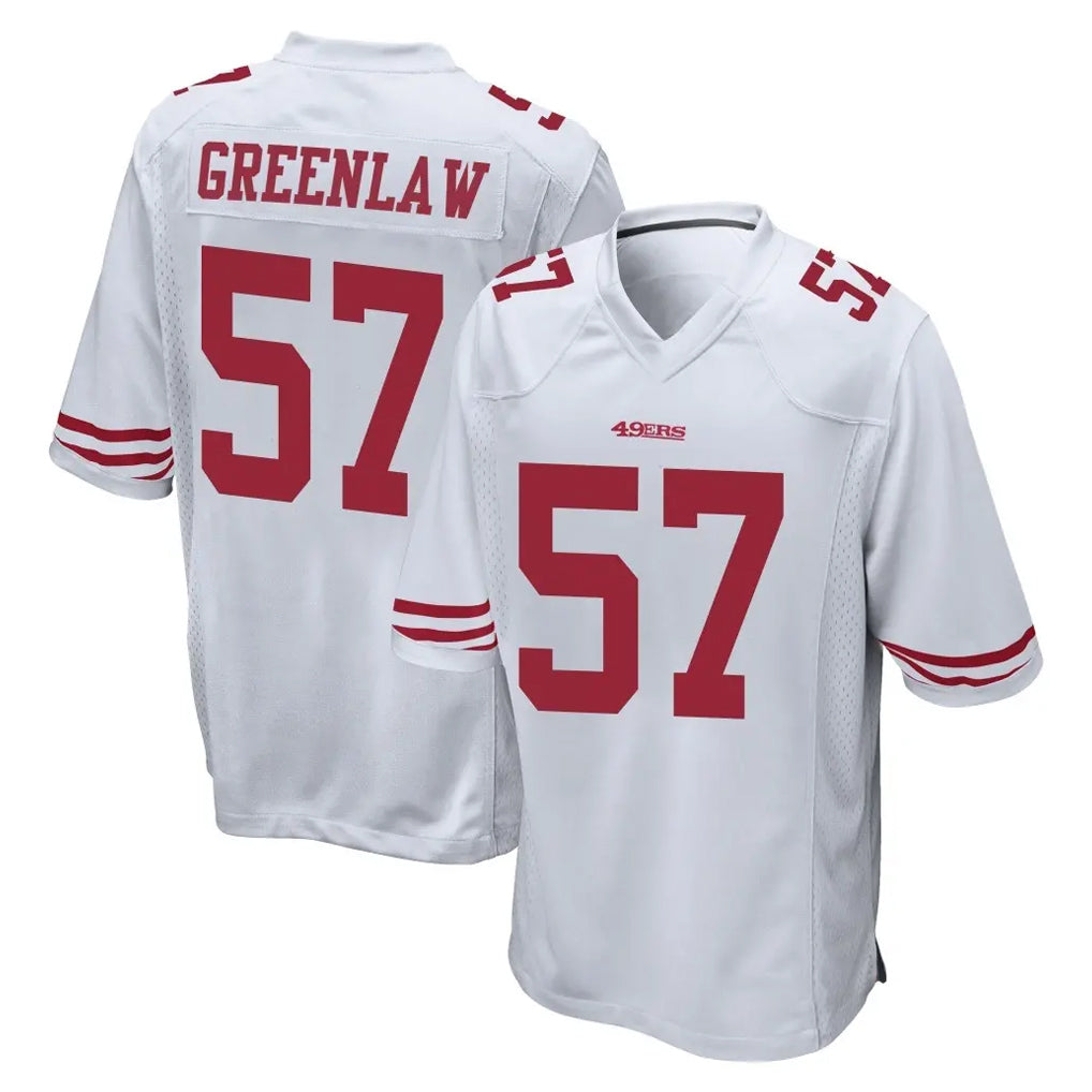 SF.49ers #57 Dre Greenlaw Player White Home Game STECN Stitched Jerseys
