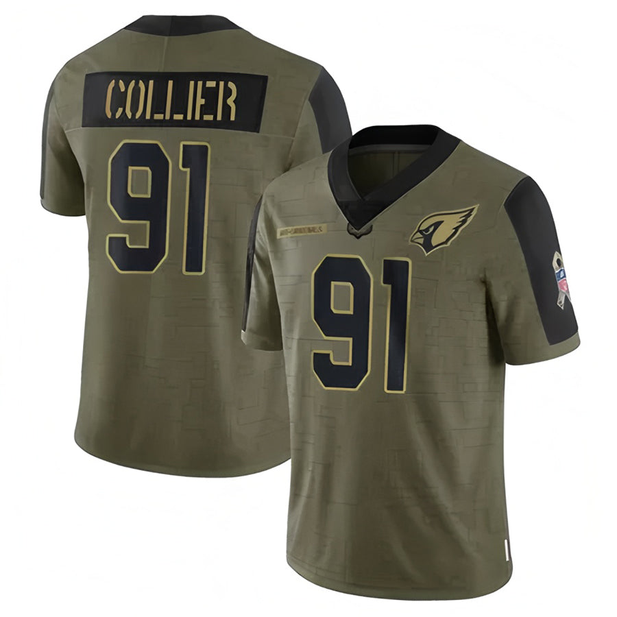 A.Cardinals #91 L.J. Collier Player Olive Salute To Service STECN Stitched Jerseys