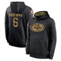 SF.49ers #6 Malik Mustapha Player Black Salute to Service Sideline Performance Pullover Hoodies Home Game STECN Stitched Jerseys