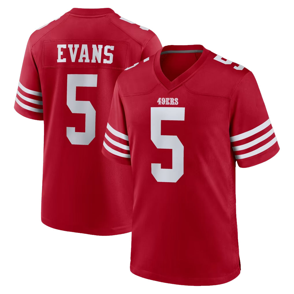 SF.49ers #5 Mike Evans Player Red Game Home STECN Stitched Jerseys