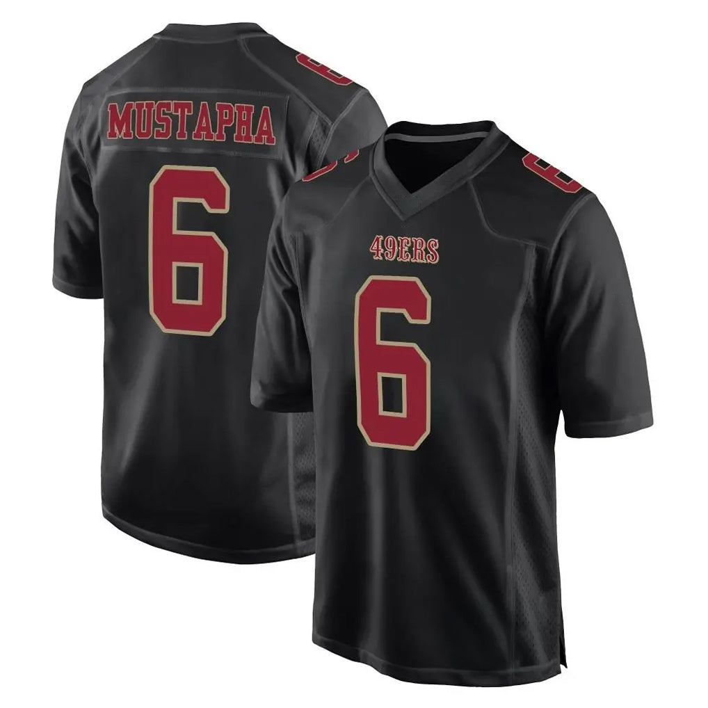 SF.49ers #6 Malik Mustapha Player Black Fashion Home Game STECN Stitched Jerseys