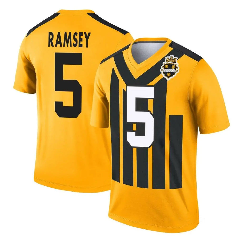 P.Steelers #5 Jalen Ramsey Player Gold Legend Limited 1933 Throwback Performance Home Game STECN Stitched Jerseys