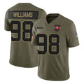 SF.49ers #98 Mykel Williams Player Olive 2025 Salute To Service Limited Home Game STECN Stitched Jerseys
