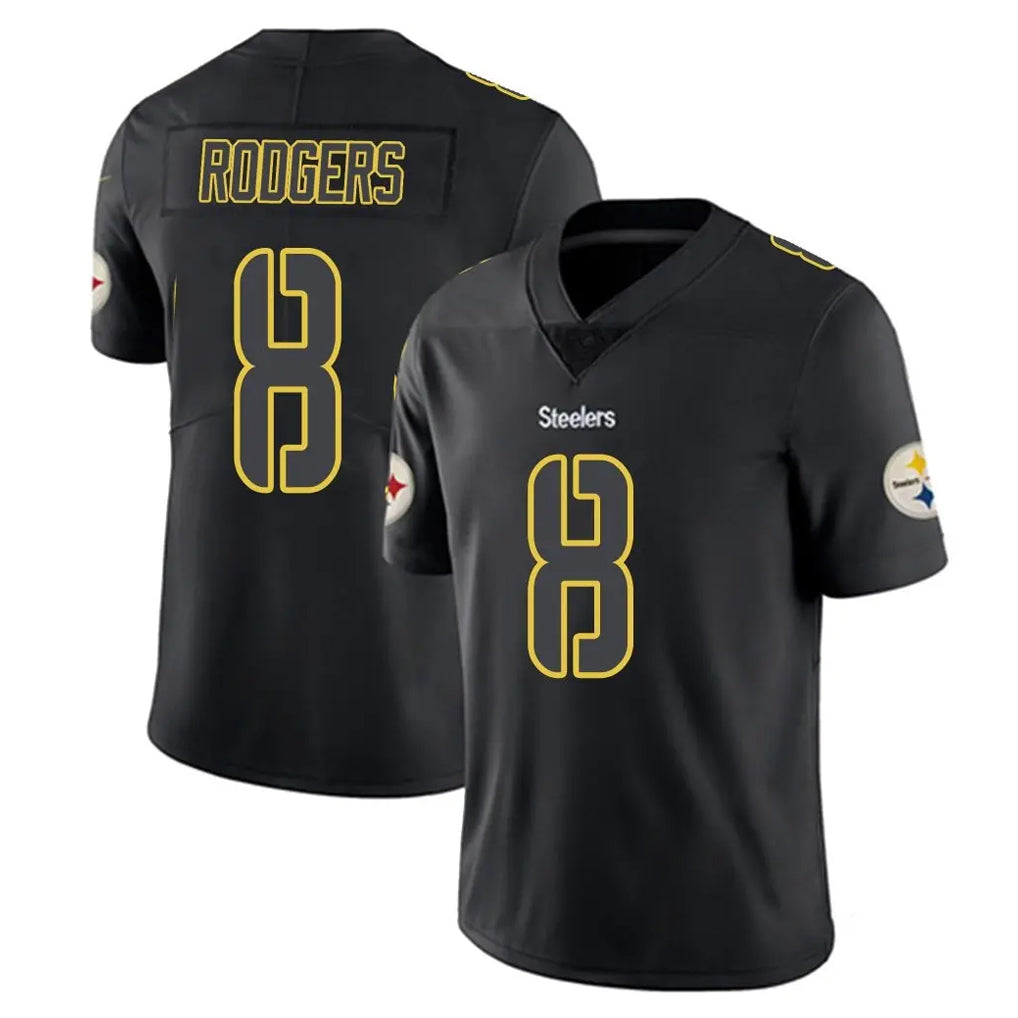 P.Steelers #8 Aaron Rodgers Player Black Impact Limited Home Game STECN Stitched Jerseys