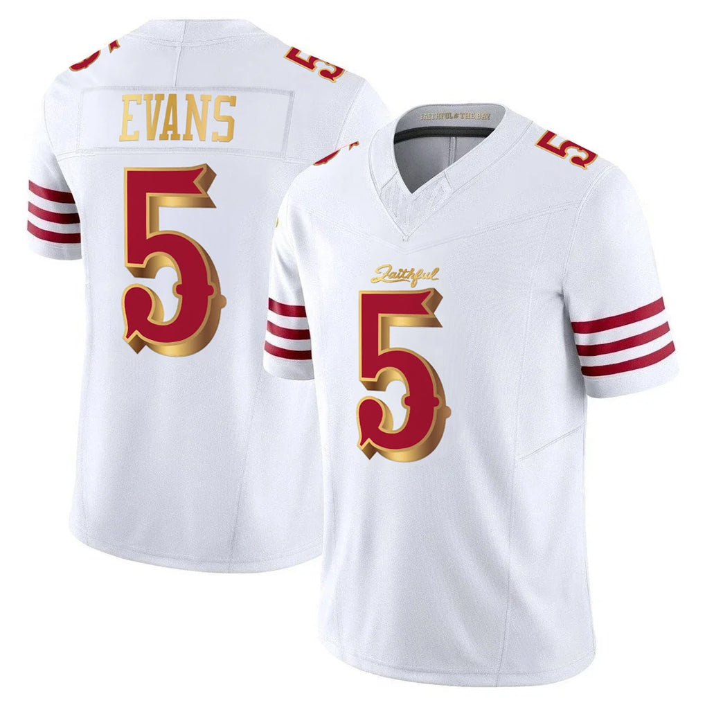SF.49ers #5 Mike Evans Player White 2025 Rivalries Collection Game Limited STECN Stitched Jerseys