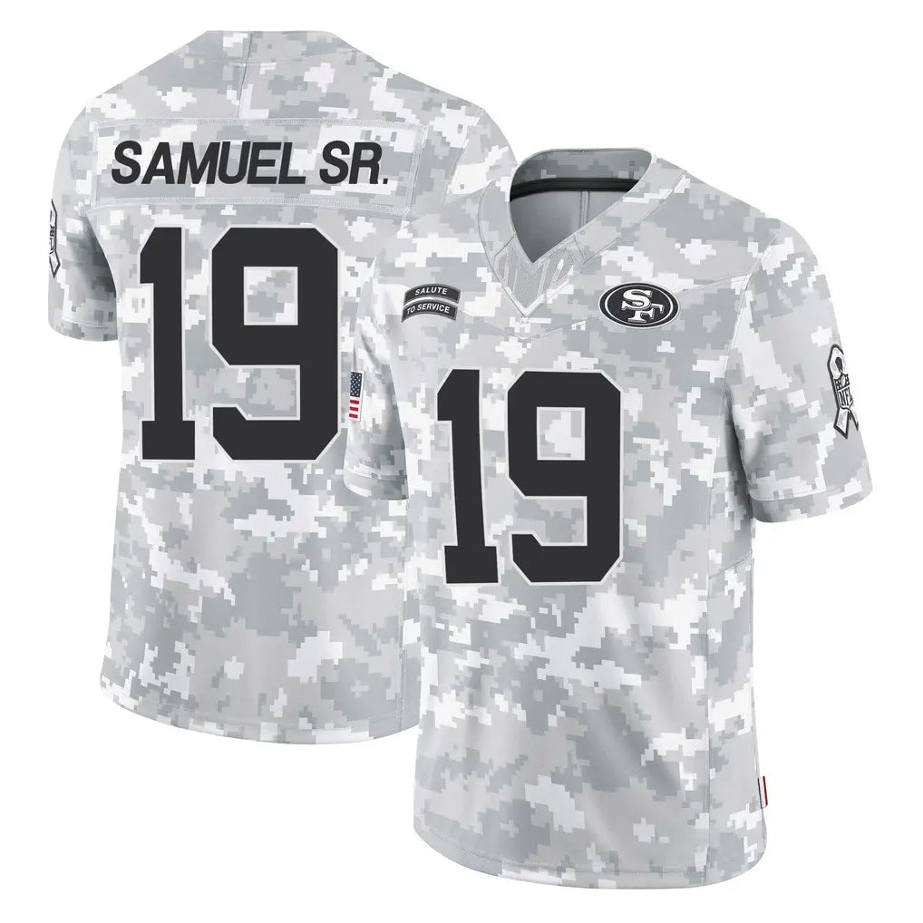 SF.49ers #19 Deebo Samuel Sr. Player Arctic Camo Limited Salute To Service Home Game STECN Stitched Jerseys