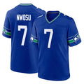 S.Seahawks #7 Uchenna Nwosu Player Royal Throwback Home Game STECN Stitched Jerseys