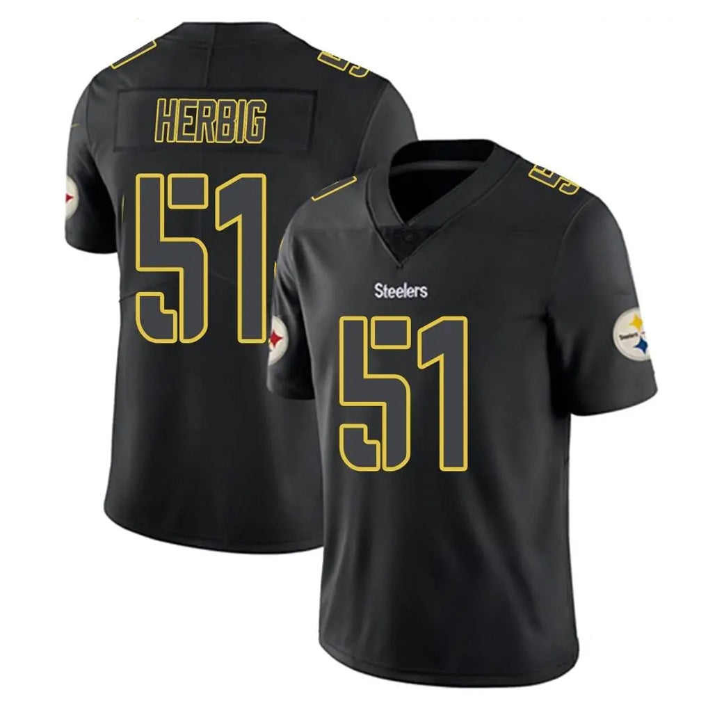 P.Steelers #51 Nick Herbig Player Black Impact Limited Home Game STECN Stitched Jerseys