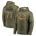 SF.49ers #71 Trent Williams Player Olive Salute to Service Pullover Hoodie Home Game STECN Stitched Jerseys