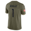 A.Cardinals #1 Kyler Murray Player Olive Salute To Service Limited Home Game STECN Stitched Jerseys