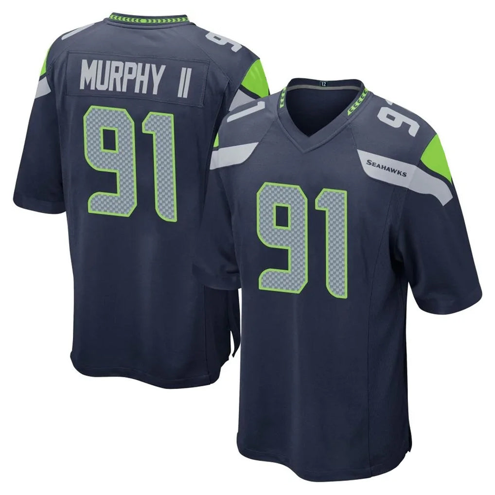 S.Seahawks #91 Byron Murphy II Player Navy Home Game STECN Stitched Jerseys