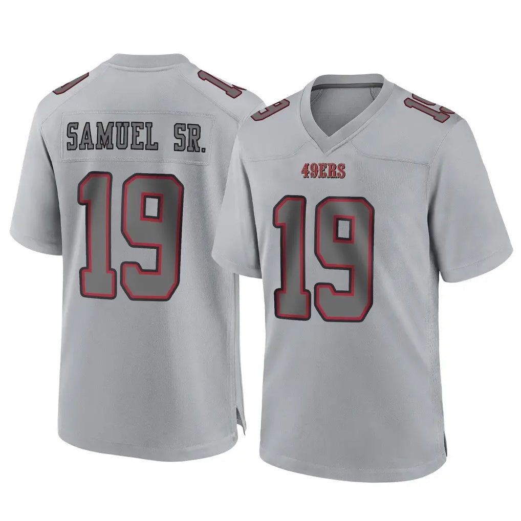 SF.49ers #19 Deebo Samuel Sr. Player Gray Atmosphere Fashion Home Game STECN Stitched Jerseys