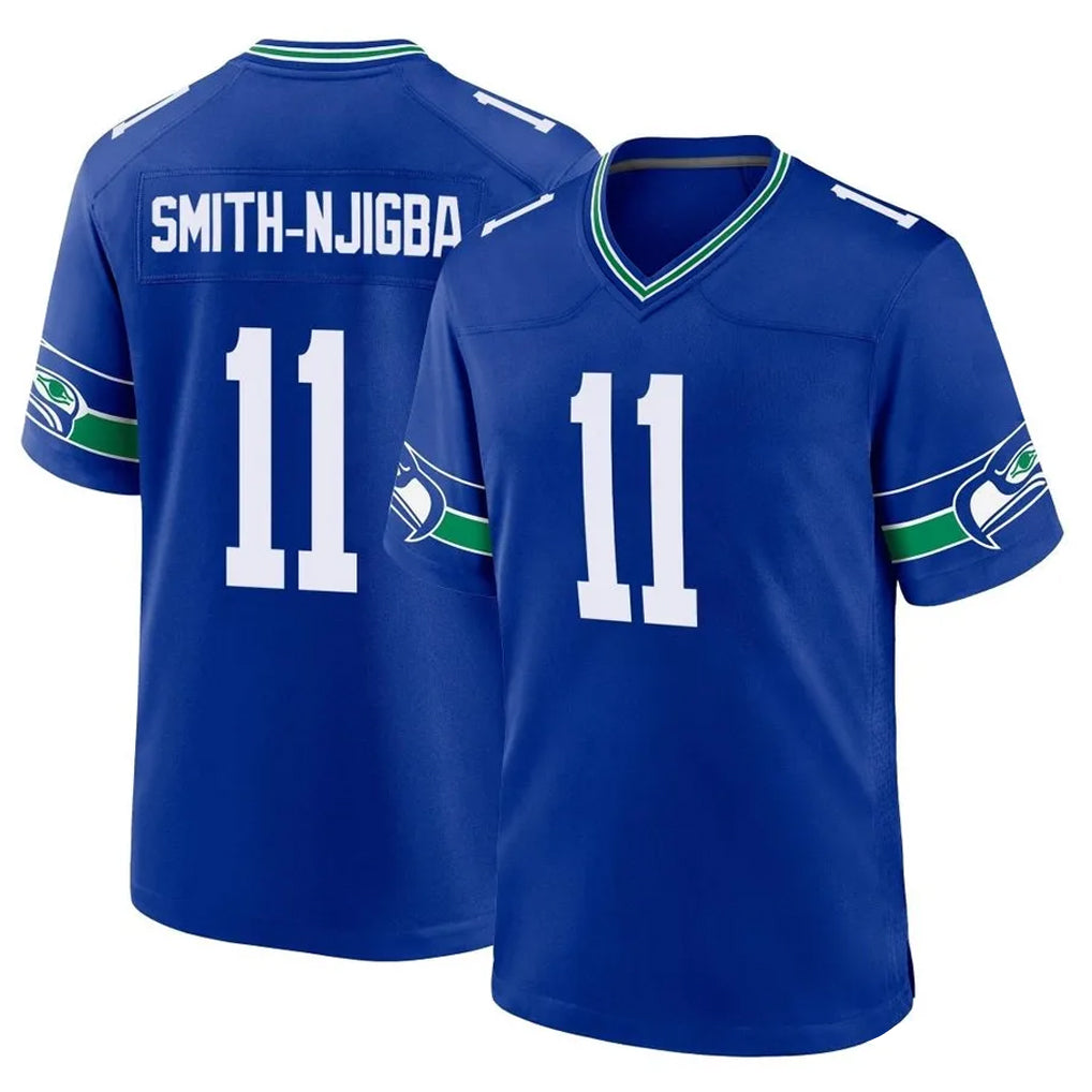S.Seahawks #11 Jaxon Smith-Njigba Player Royal Throwback Home Game STECN Stitched Jerseys