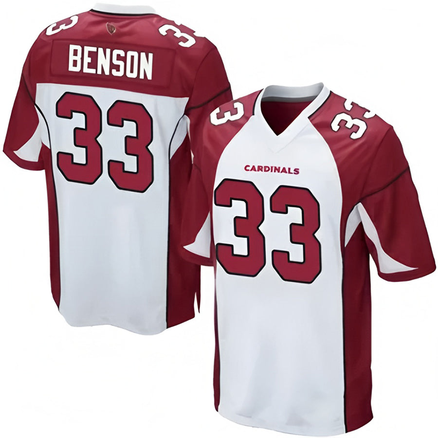 A.Cardinals #33 Trey Benson Player White Home Game STECN Stitched Jerseys