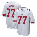 SF.49ers #77 Dominick Puni Player White Home Game STECN Stitched Jerseys