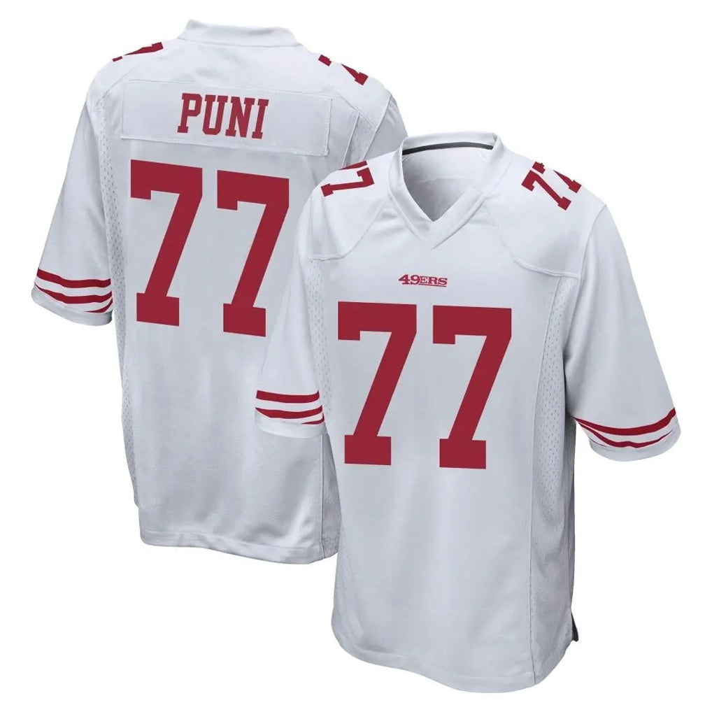 SF.49ers #77 Dominick Puni Player White Home Game STECN Stitched Jerseys