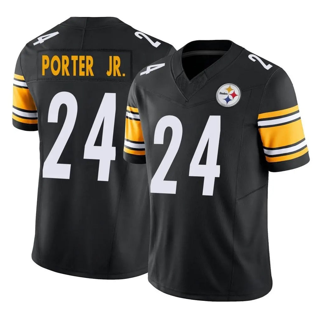 P.Steelers #24 Joey Porter Jr. Player Black Limited Vapor F.U.S.E. Home Game STECN Stitched Jerseys