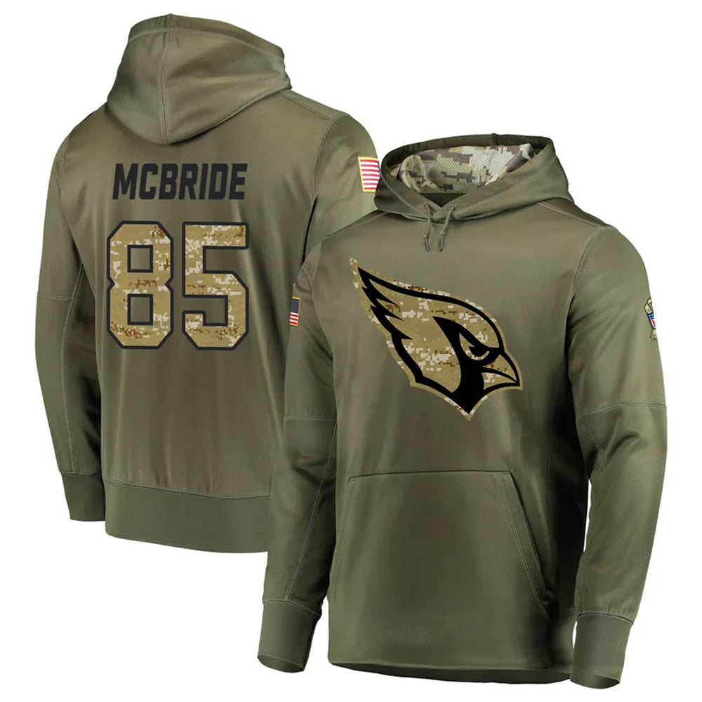 A.Cardinals #85 Trey McBride Player Olive Salute to Service Limited Hoodies STECN Stitched Jerseys