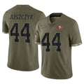 SF.49ers #44 Kyle Juszczyk Player Olive Limited Salute To Service Home Game STECN Stitched Jerseys