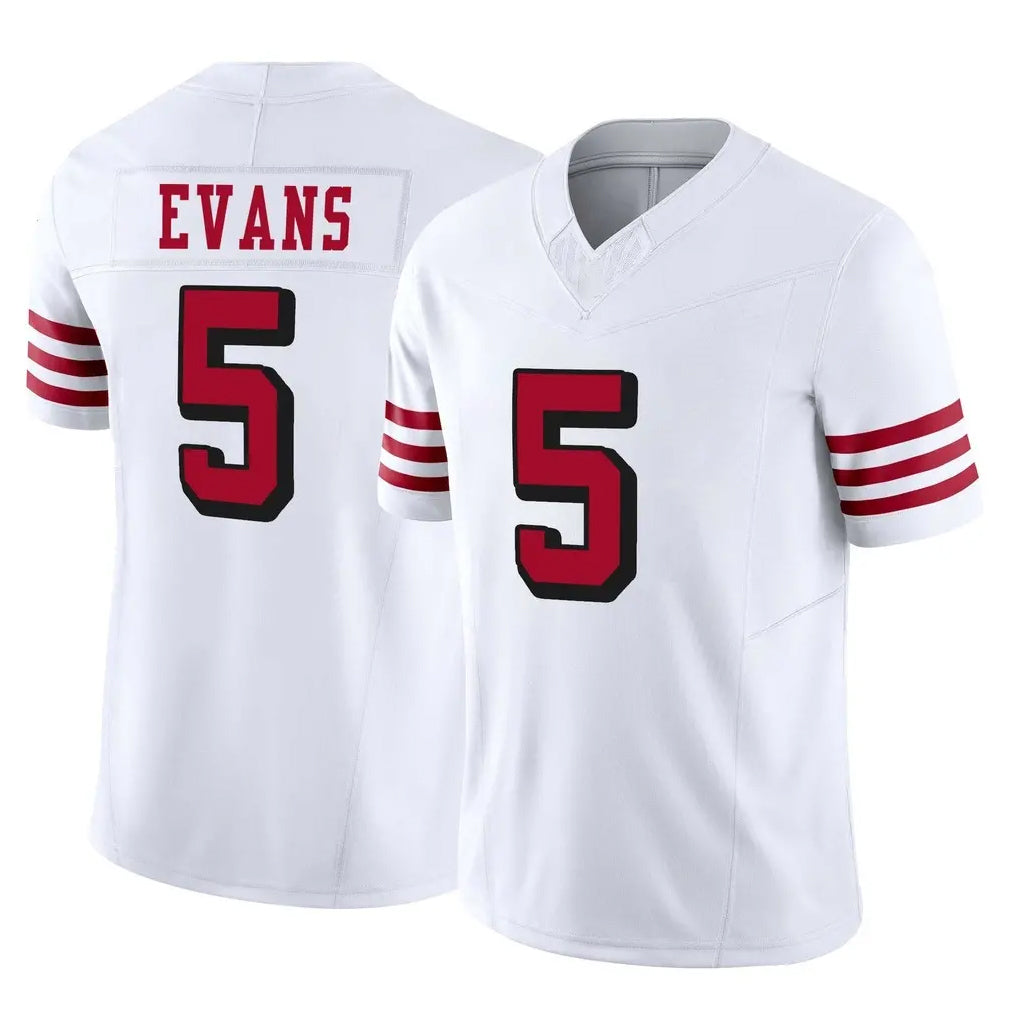 SF.49ers #5 Mike Evans Player White Limited Alternate Vapor F.U.S.E. Home Game STECN Stitched Jerseys