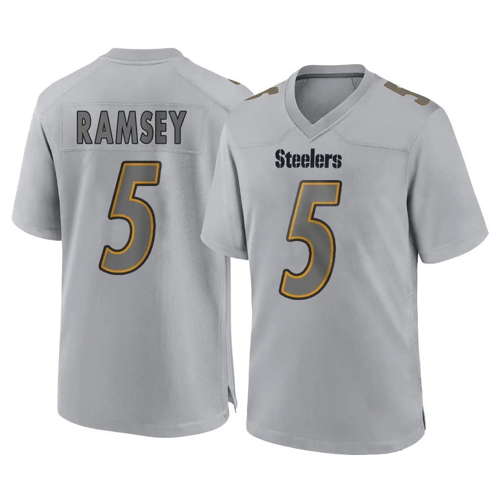 P.Steelers #5 Jalen Ramsey Player Gray Atmosphere Fashion Home Game STECN Stitched Jerseys