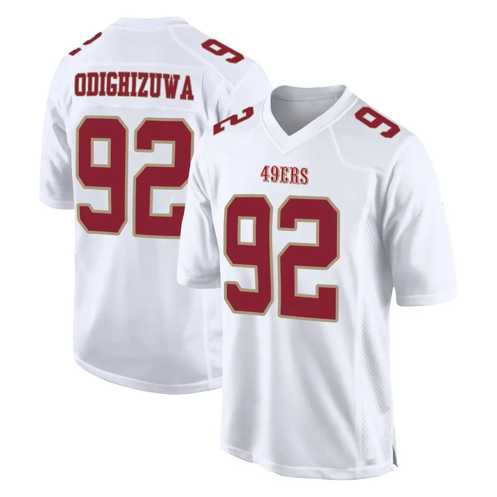 SF.49ers #92 Osa Odighizuwa Player White Fashion Home Game STECN Stitched Jerseys