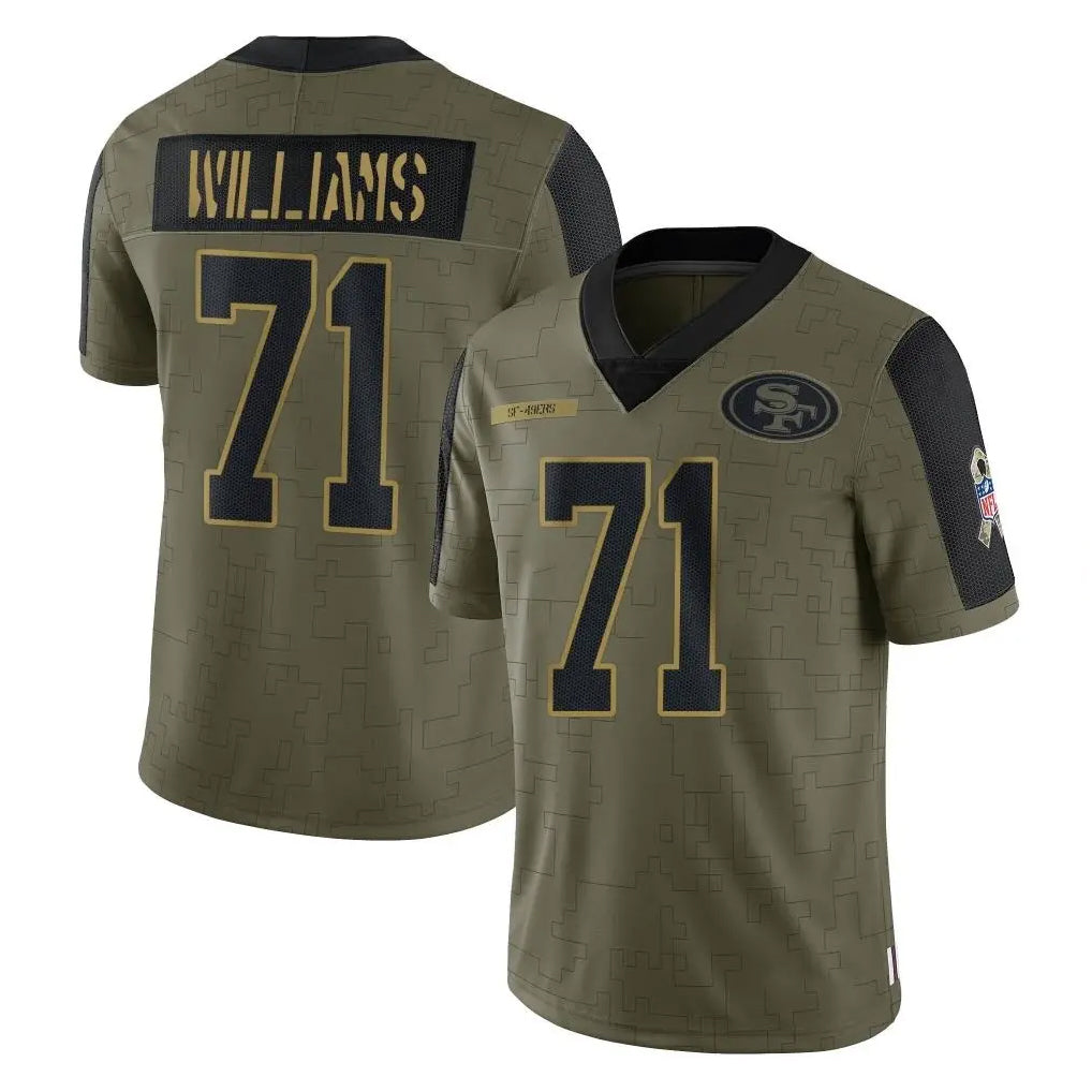 SF.49ers #71 Trent Williams Player Olive Salute To Service Limited Game STECN Stitched Jerseys